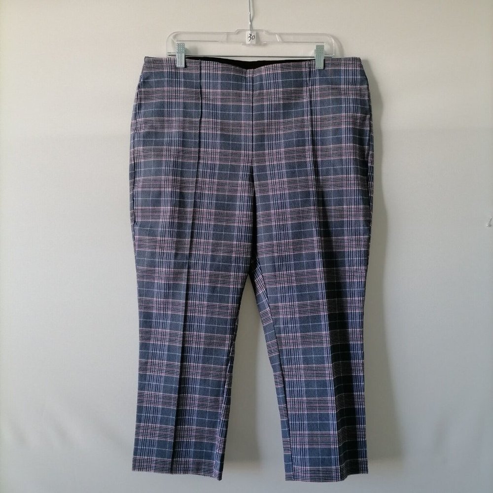 Cato Est. 1946 Womens Multicolor Plaid High Rise Flat Front Capri Pants Size 16